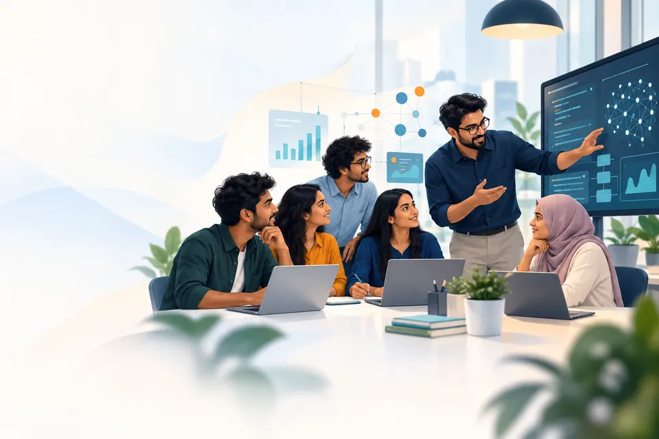 Illustration of collaborative technology learning with a mentor