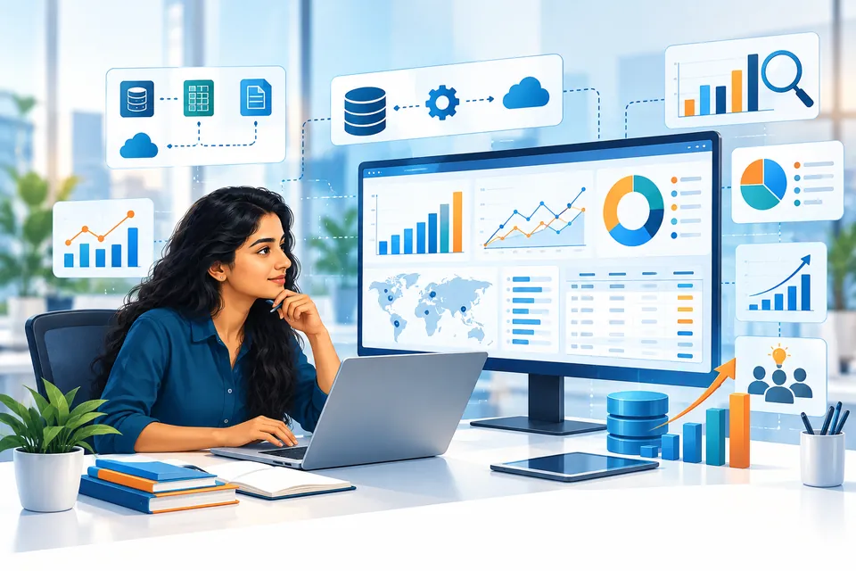 Illustration of data analysis and dashboards