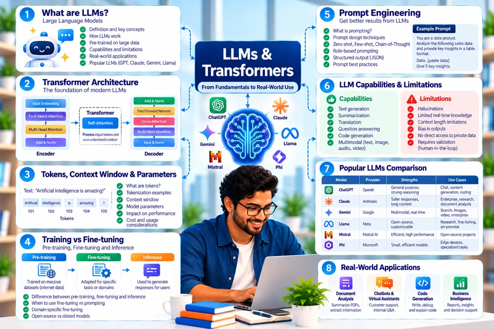 LLMs and transformers illustration